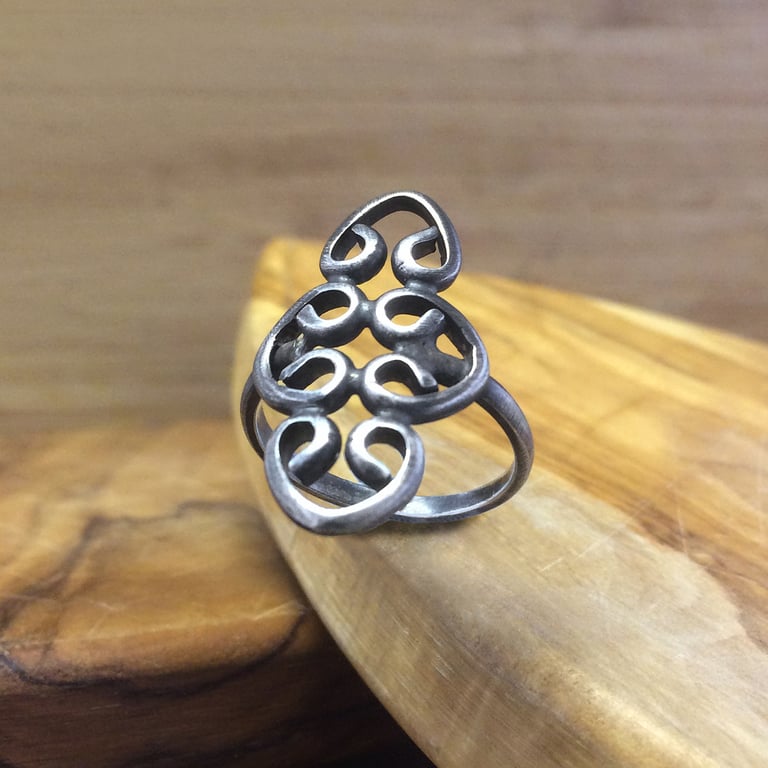 Silver Oxidised Gothic Style  Ring