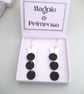 Black and White Leather Spot Backgammon Style Drop Dangle Earrings - Image 4