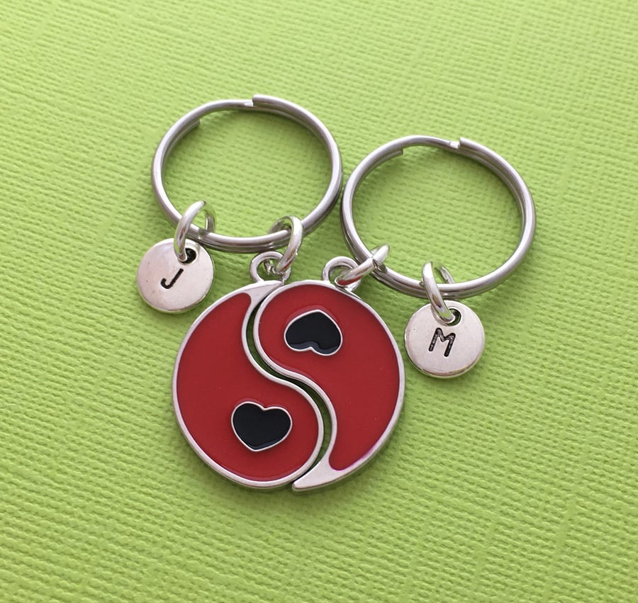 Red Yin Yang Keyring Set
