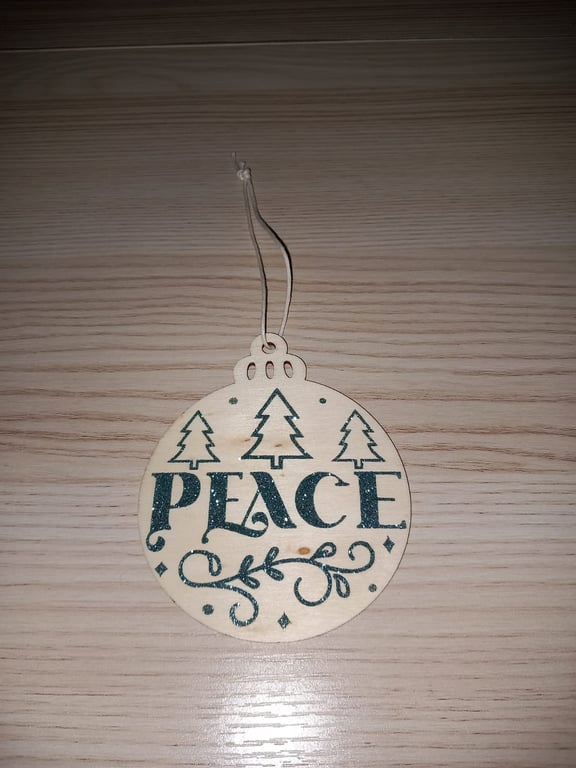 "Peace" Christmas Wooden Bauble Hanging Decoration Christmas Tree Ornament