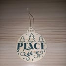 "Peace" Christmas Wooden Bauble Hanging Decoration Christmas Tree Ornament