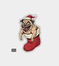 Unique Funny Christmas Sticker Xmas Decal For Adults - Creepy Dog In Stocking - Image 1