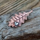 Copper and silver stylised oak leaf brooch 