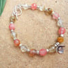 Hilltribe silver and mixed faceted quartz bracelet