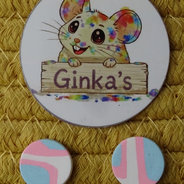 Bubblegum Breeze Polymer Clay Stud Earrings – Handmade