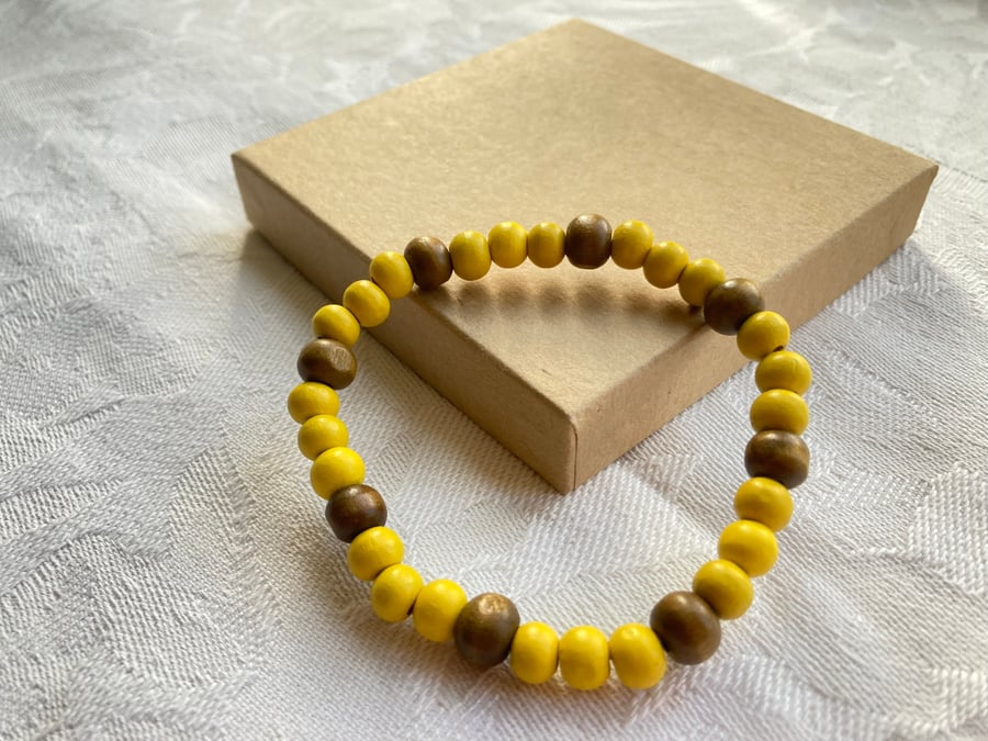 Yellow & Brown stretchy bracelet 