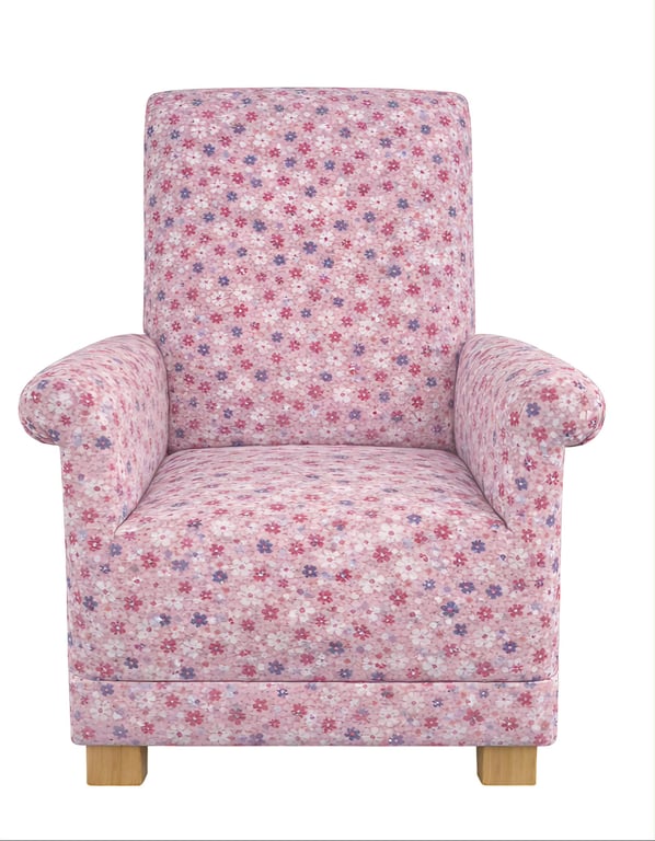 Girls Pink Floral Fabric Chair Armchair Kids Nursery Flowers Pink Lilac Bedroom