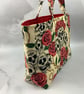 Skulls and roses tote bag, Gothic shopper, handmade in Sussex - Image 3
