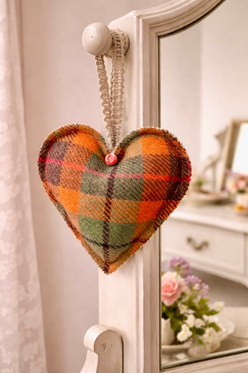 A Harris Tweed Heart shaped hanging ornament 