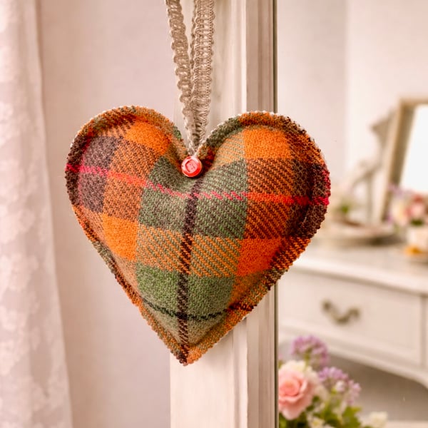 A Harris Tweed Heart shaped hanging ornament 