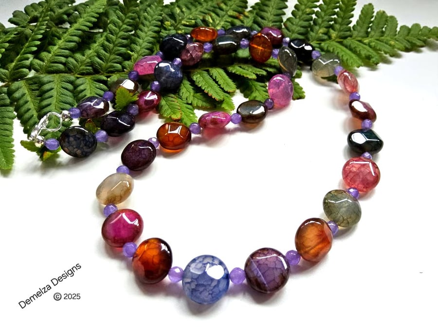  Multicoloured Agate Necklace 