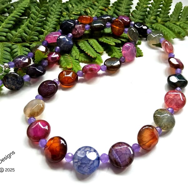  Multicoloured Agate Necklace 