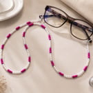Hot Pink and White Pearl Glasses Chain