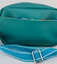 Turquoise blue faux leather crossbody bag with designer lining & roomy interior