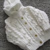 16" White Aran Jacket with Hood