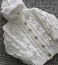 16" White Aran Jacket with Hood