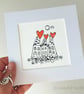 Three Houses with Hearts illustration, Giclee print - Image 2