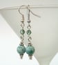 Handmade green fire agate & crystal earrings - Image 5