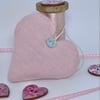 SALE ITEM - BLUSH PINK LINEN HEART - with lavender or padded