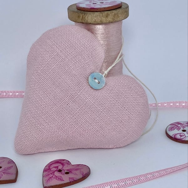 SALE ITEM - BLUSH PINK LINEN HEART - with lavender or padded