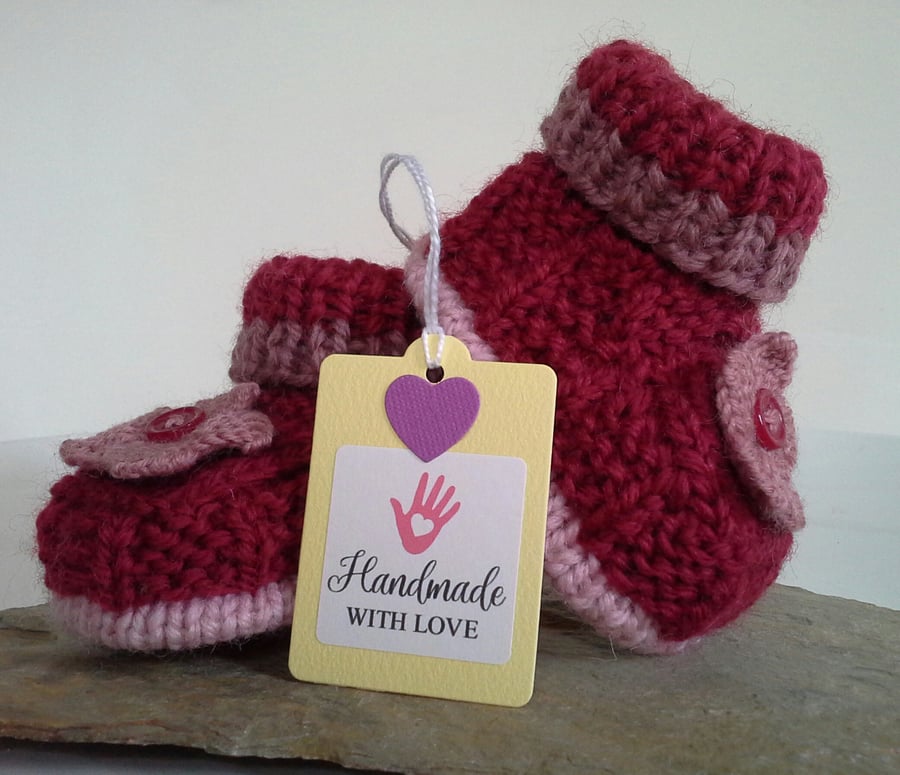 Luxury Pure Merino 'Jeager' Aran Wool Booties  0-3 months size