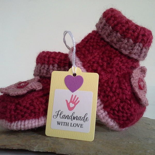 Luxury Pure Merino 'Jeager' Aran Wool Booties  0-3 months size