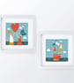 Meet You At The Beach, man and woman with heart, Giclee print - Image 4