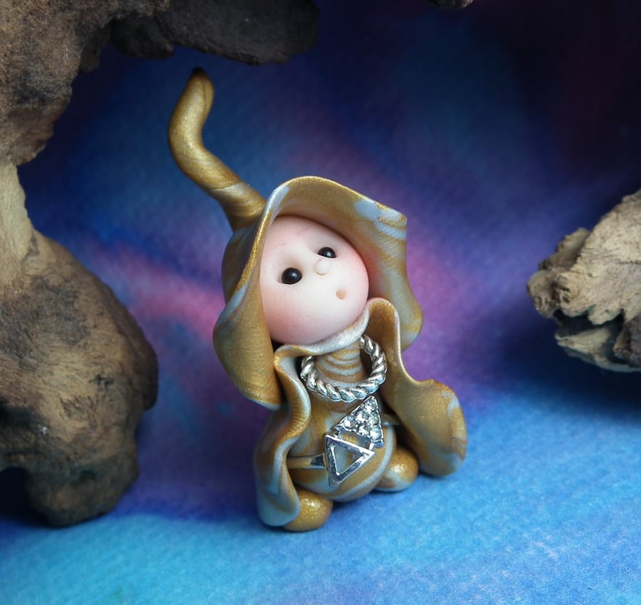 Princess 'Minal' Tiny Royal Gnome with Precious Jewels OOAK Sculpt by Ann Galvin