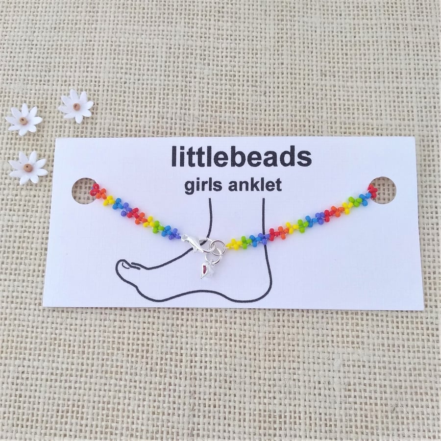 Rainbow Beaded Anklet