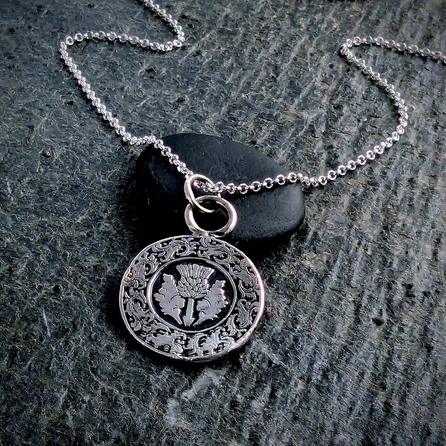 Recycled Sterling Silver The Lion Rampant & Scottish Thistle Pendant