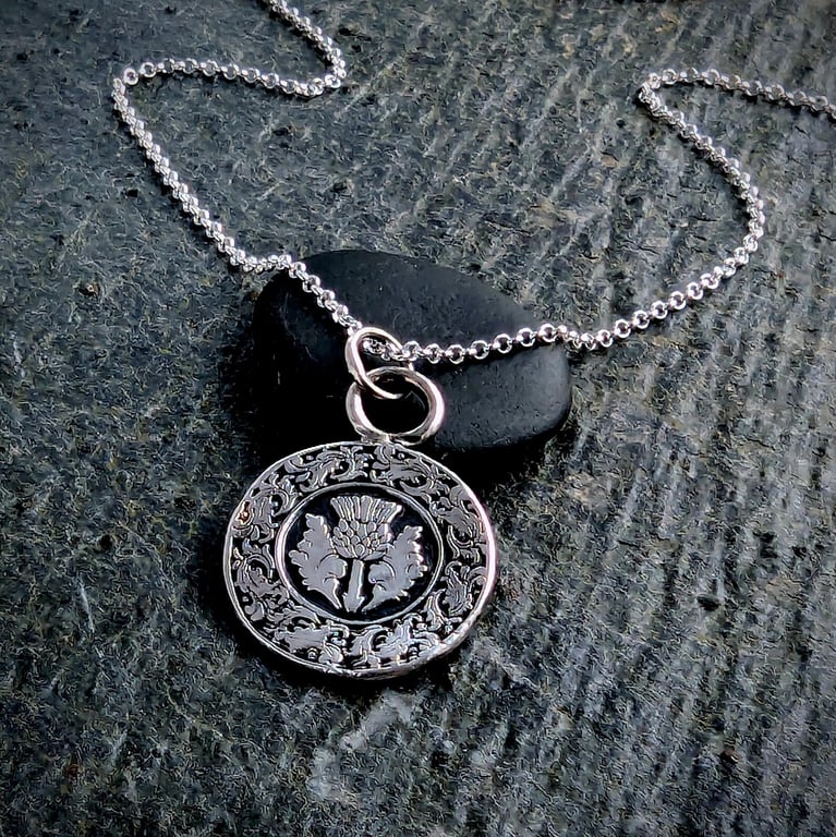 Recycled Sterling Silver The Lion Rampant & Scottish Thistle Pendant