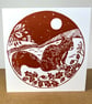 Red Squirrel Card- Handprinted - Image 2