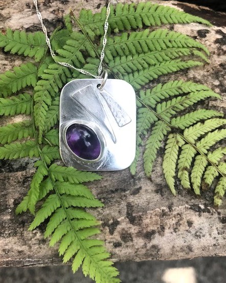 Handmade Sterling Silver 925 Amethyst Pendant Necklace - Perfectly Imperfect