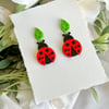 Ladybirds and Leaf Acrylic Earrings