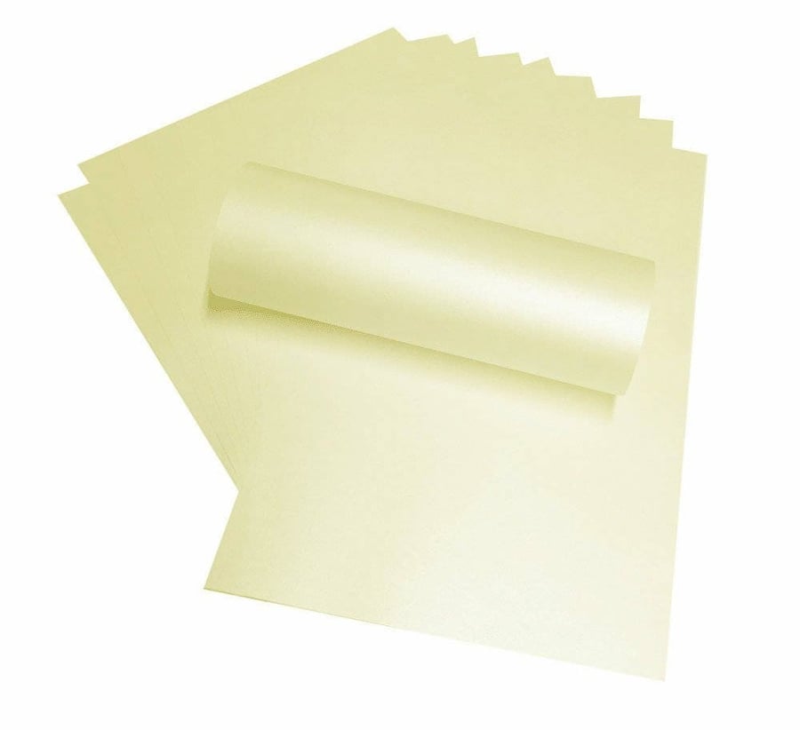 10 x A4 Card Opal Cream Pearlescent Shimmer 290gsm 110lb Cover Card Making Invit