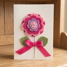 Handmade 3d felt flower greeting card, kids greeting card