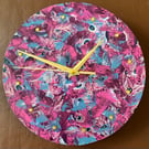 Decoupage Clock - purple peacock