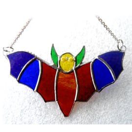 Bat Suncatcher Stained Glass Halloween decoration Handmade Rainbow