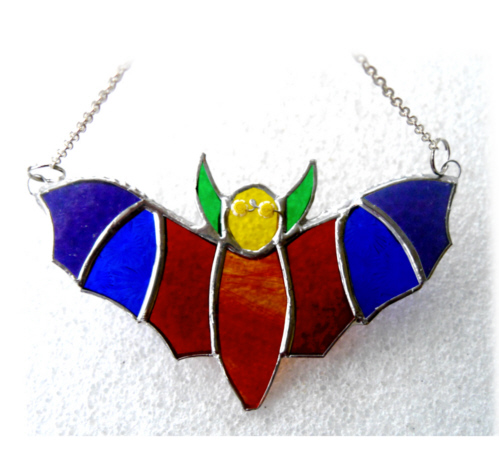 Bat Suncatcher Stained Glass Handmade Rainbow