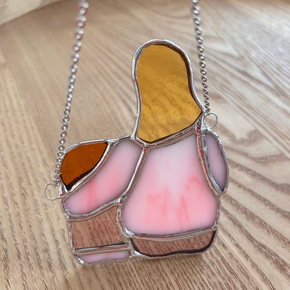 Mother & Child Hug in stained glass