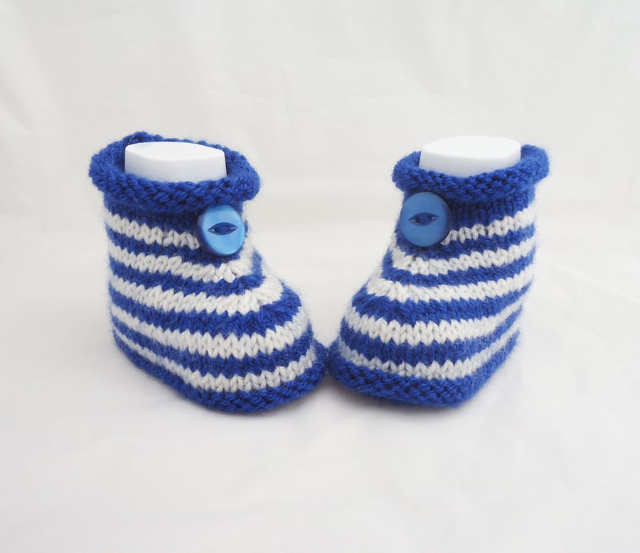 Babies Booties, Sailor Booties, White and Blue Cute Bootis