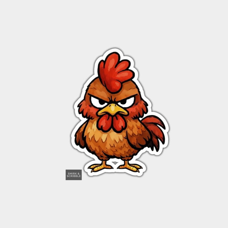 Funny Snarky Vinyl Sticker For Adults - Grumpy Chicken