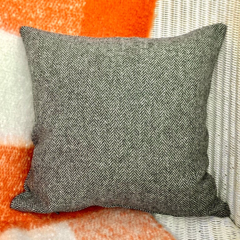 Tweed Scatter Cushion with Pad, Grey 46x46cm