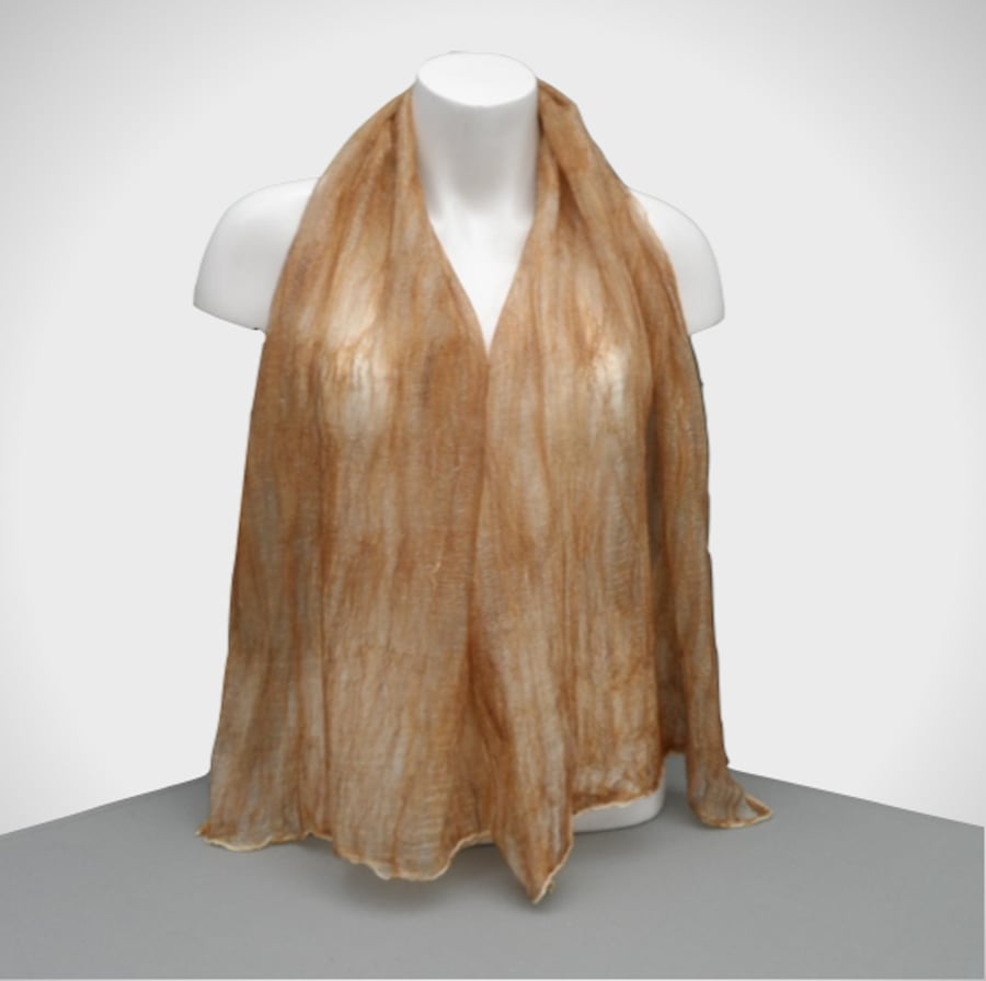 Brown nuno felted dress scarf supplied in a gift box - REDUCED