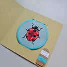 Handmade embroidered patch, sew on patch, embroidered Ladybird patch