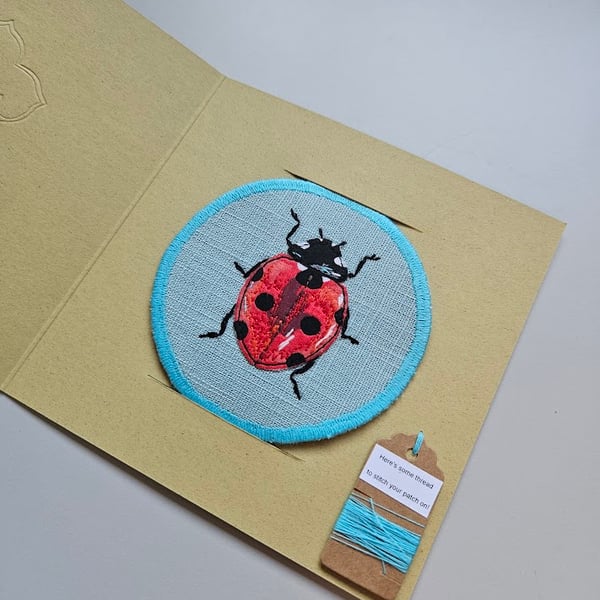 Handmade embroidered patch, sew on patch, embroidered Ladybird patch