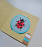 Handmade embroidered patch, sew on patch, embroidered Ladybird patch