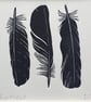 'Crow Feathers ' Linocut Print - Image 2