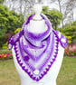 Purple lilac and white crochet shawl, scarf, shawlette, wrap. Purple scarf.
