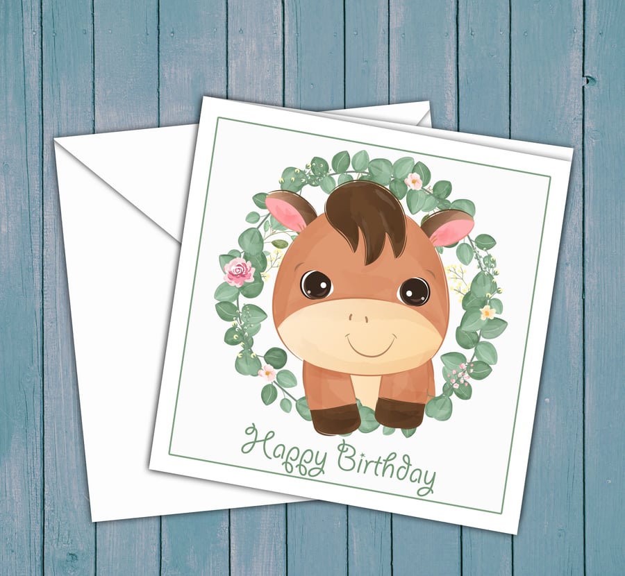 Personalised Horse Birthday Card, Pony